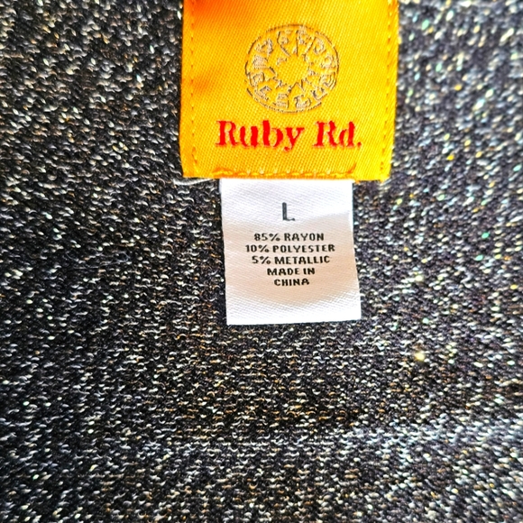 Ruby Rd. Sparkly Longsleeve Blouse One piece Cardigan Gold Sparkles Shimmer Gems - Picture 6 of 11